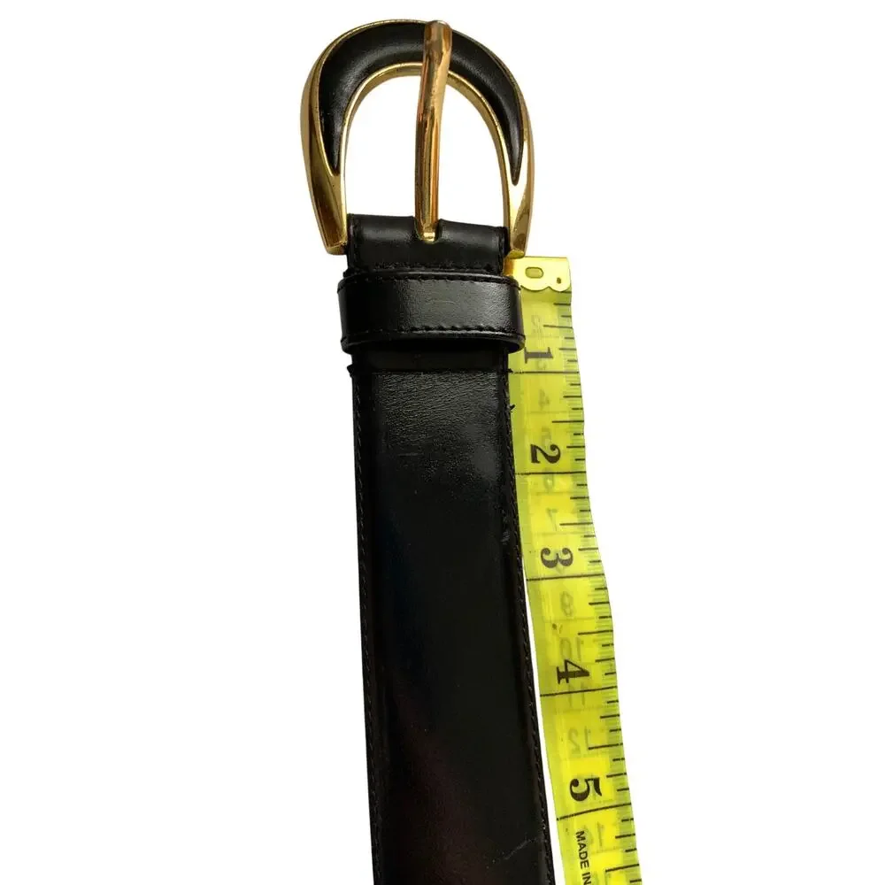 Liz Claiborne Full Grain Semi Aniline  Black Leather Belt 5 Holes Size M B52